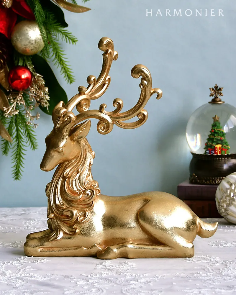 トナカイの置き物　アンティーク　真鍮 ゴールドバロックトナカイオブジェ｜クリスマス雑貨の通販