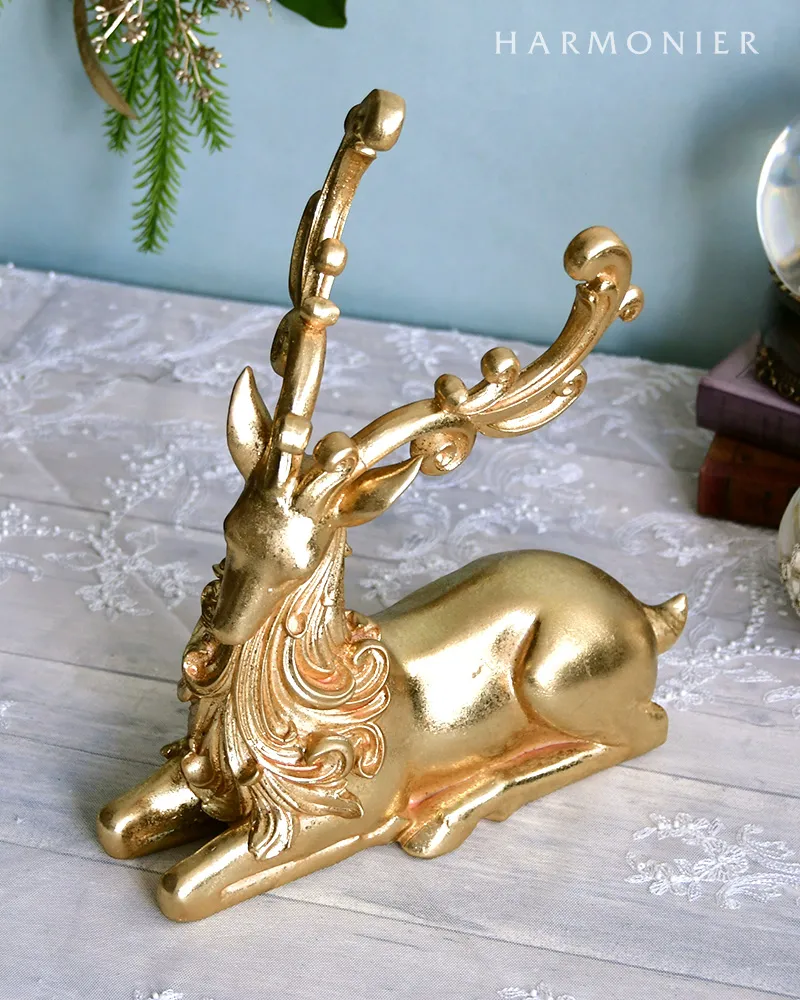 ハルモニア　ゴールドバロックトナカイオブジェ（シッティング） ゴールドバロックトナカイオブジェ｜クリスマス雑貨の通販 ハルモニア