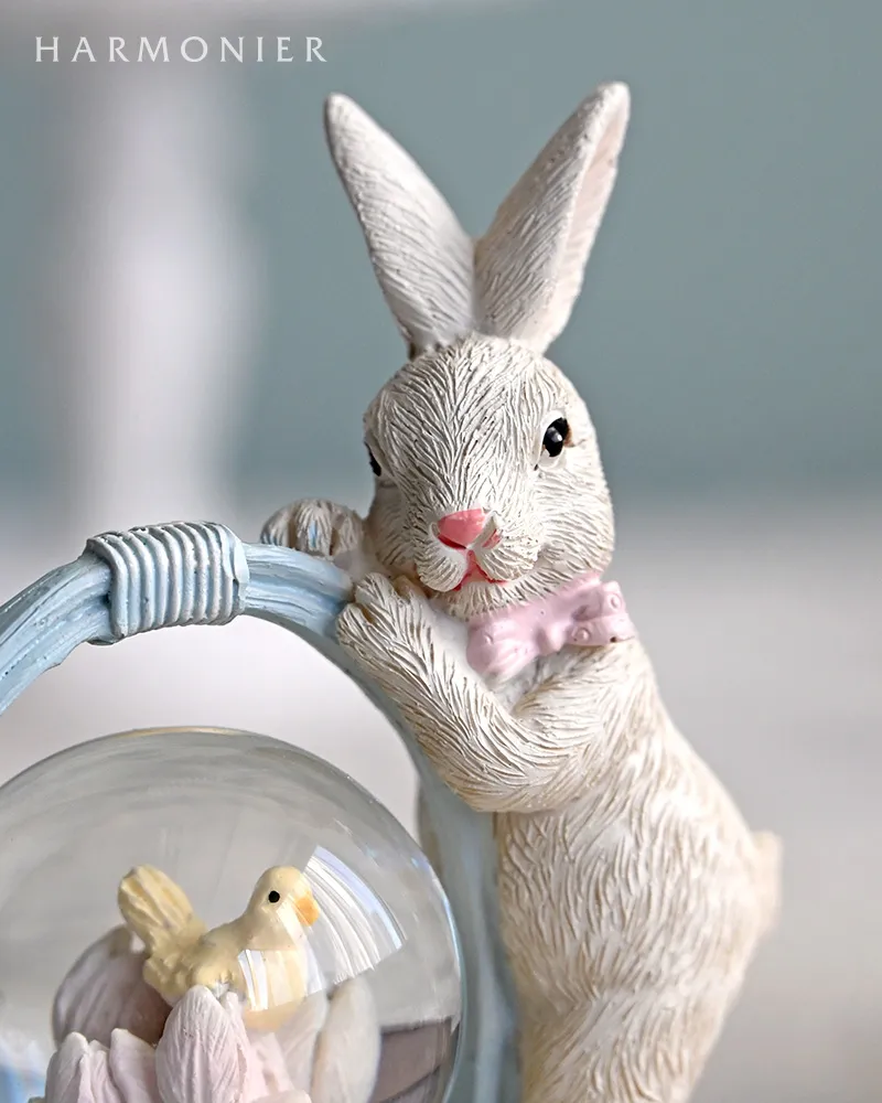 イースターラビットミニスノードーム（バスケット/カート） | 輸入雑貨