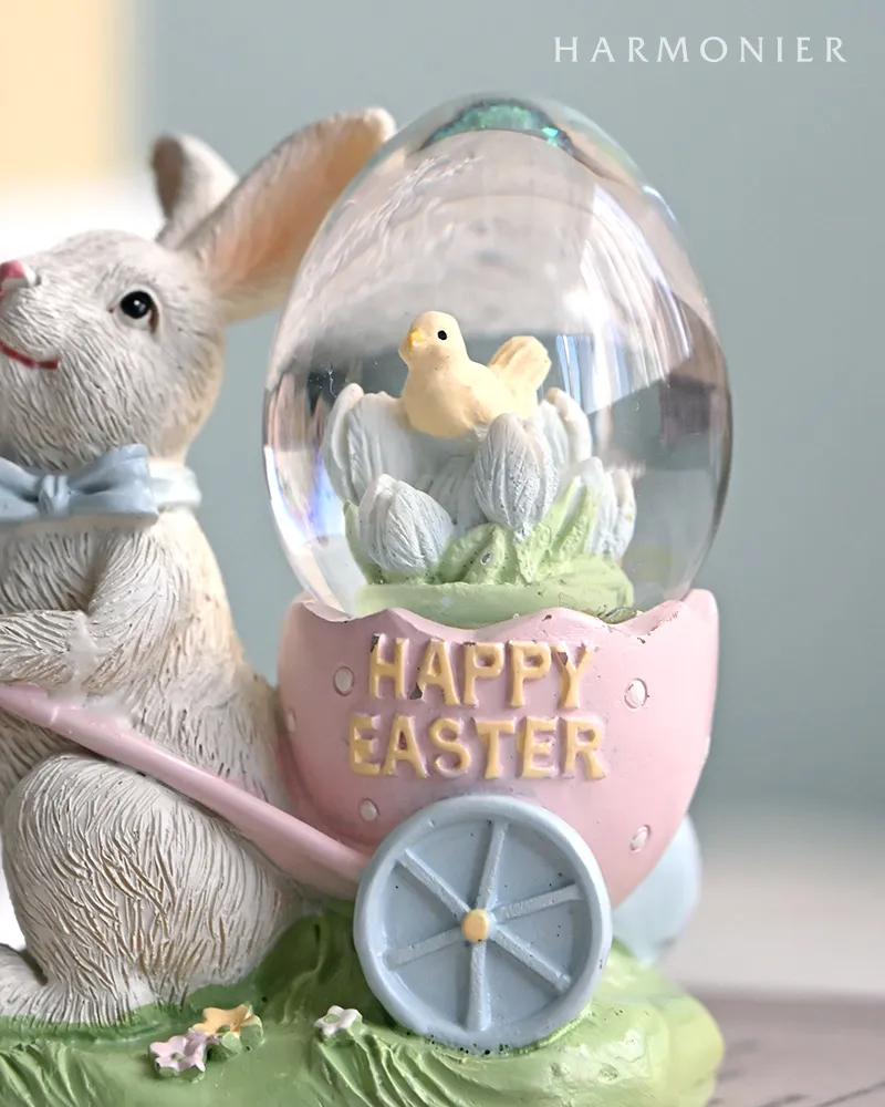 イースターラビットミニスノードーム（バスケット/カート） | 輸入雑貨