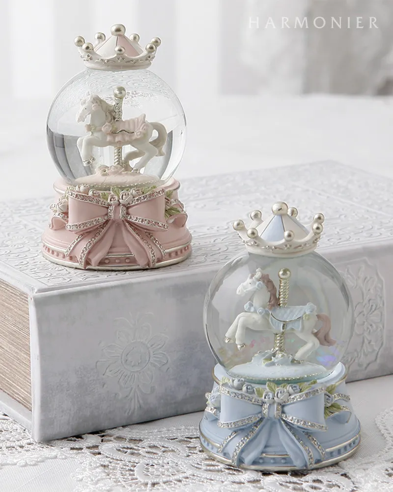 リボンカルーセルミニスノードーム（ピンク/ブルー） | 輸入雑貨