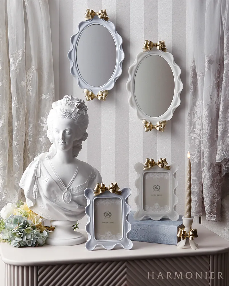 マーブルリボンキャンドルホルダー（ホワイト/ブルー） | 輸入雑貨の