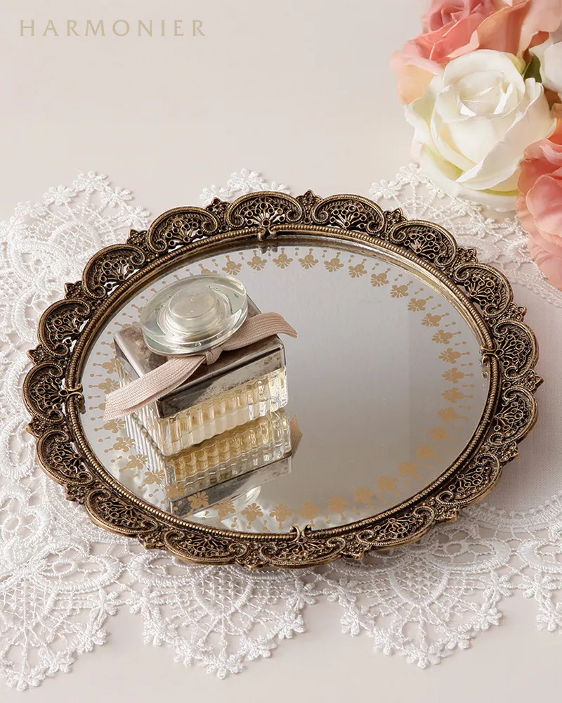 アンティークゴールドメタルミラートレイ | 輸入雑貨の通販ハルモニア