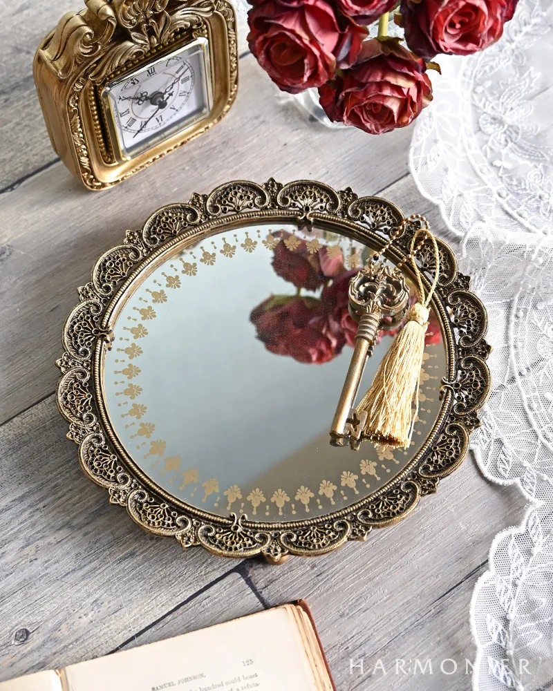 アンティークゴールドメタルミラートレイ | 輸入雑貨の通販ハルモニア