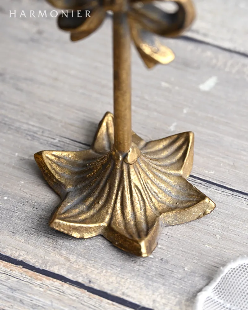 シャビーゴールドメタルリボンキャンドルホルダー（S/L） | 輸入雑貨の