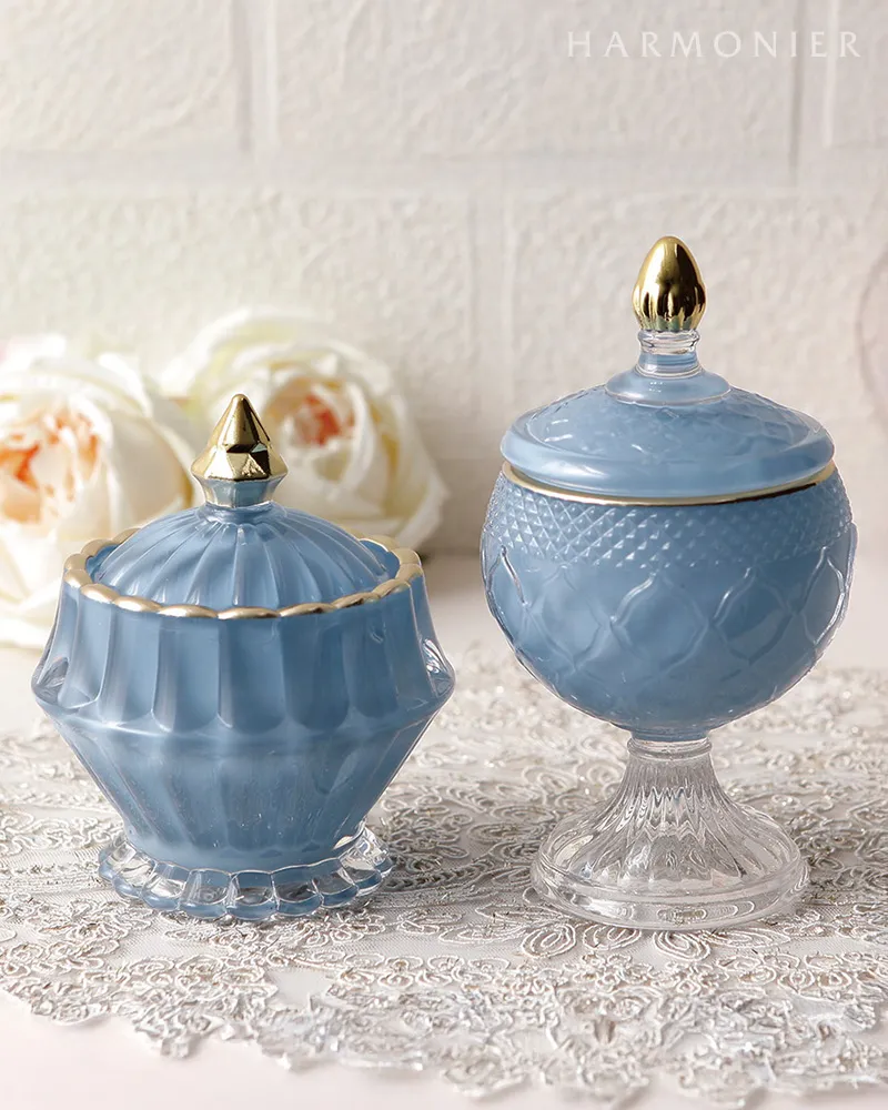 グラスキャニスター/ブルー（ショート/トール） | 輸入雑貨