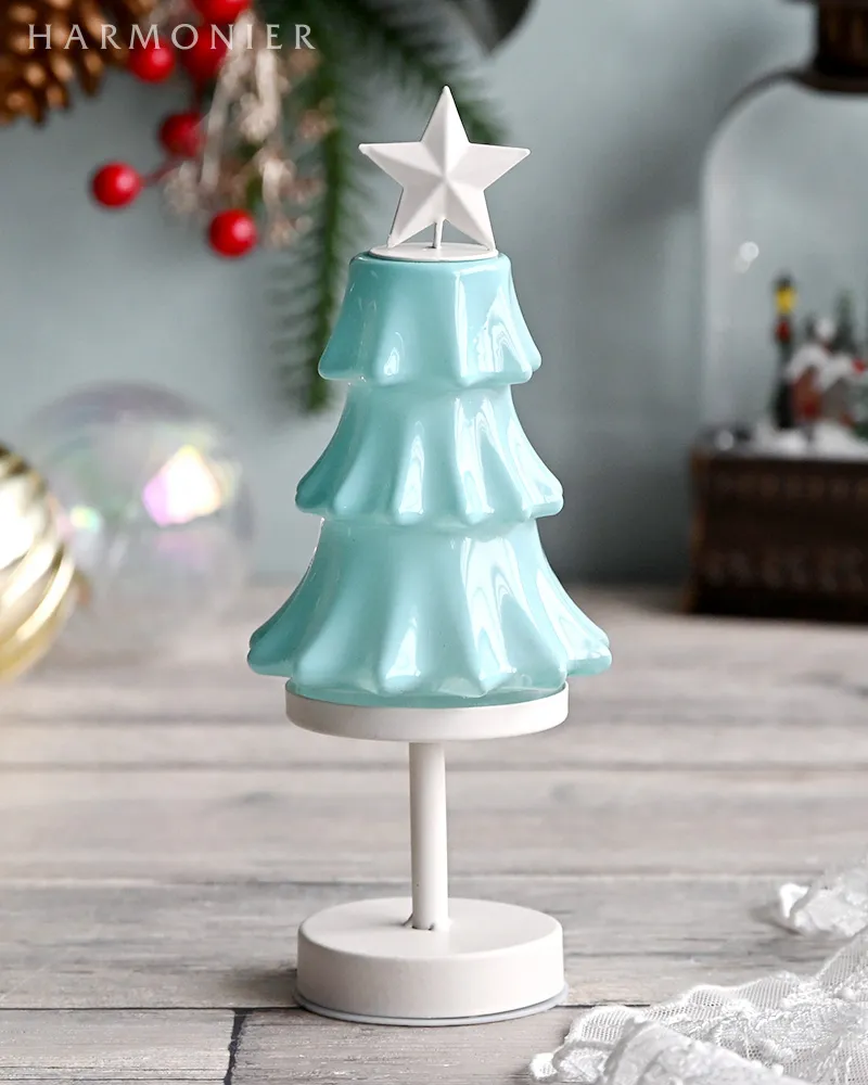 ガラスツリーLEDランプ/ミルキーブルー※電池式｜クリスマスグッズ