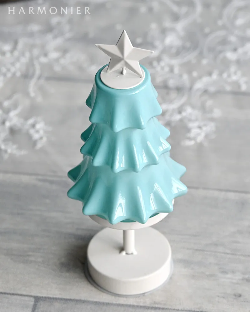 ガラスツリーLEDランプ/ミルキーブルー※電池式｜クリスマスグッズ