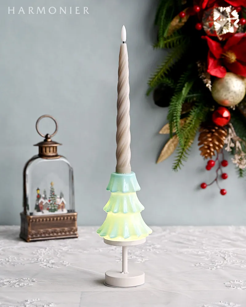 ガラスツリーLEDランプ/ミルキーブルー※電池式｜クリスマスグッズ