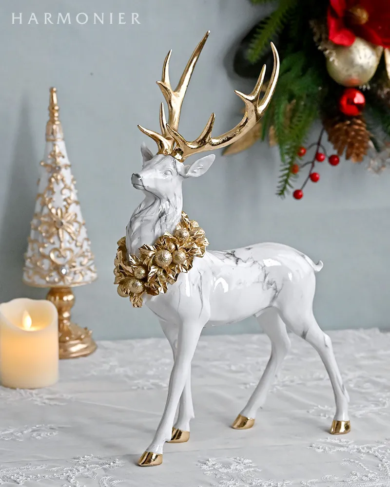 マーブルトナカイオブジェ/スタンド｜クリスマスグッズ | 輸入雑貨の