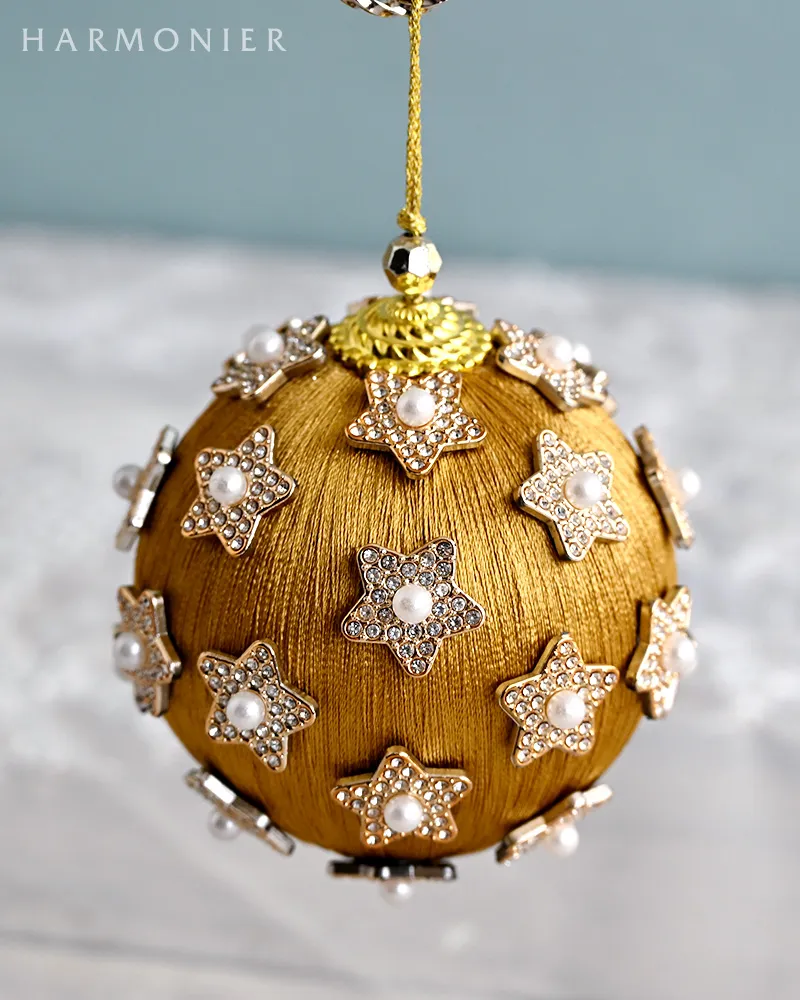 ジュエルスターボールオーナメント/ゴールド10cm｜クリスマスグッズ