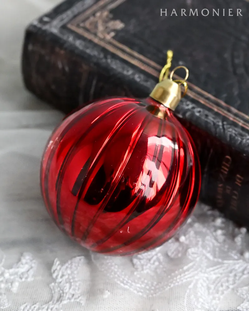 リブグラスボール/レッド8cm｜クリスマスグッズ | 輸入雑貨の通販