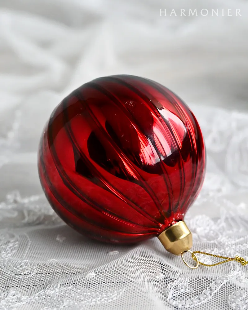 リブグラスボール/レッド8cm｜クリスマスグッズ | 輸入雑貨の通販