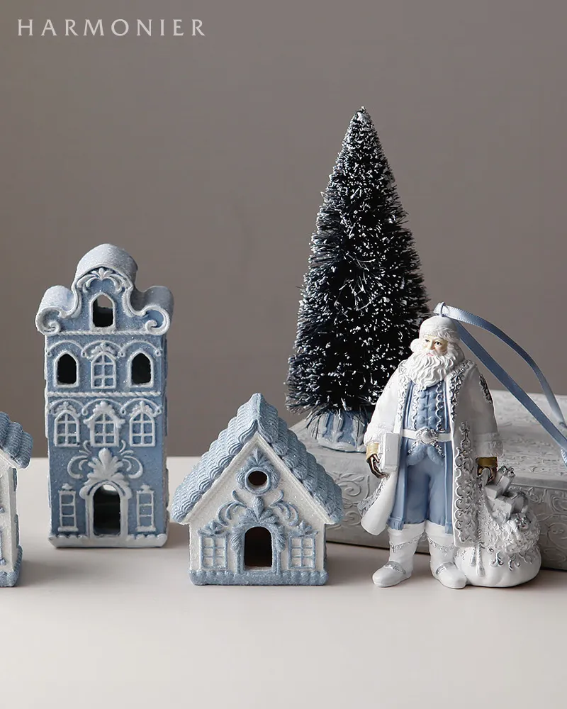 ウィンターブルーミニチュアビレッジ5点セット｜クリスマスグッズ