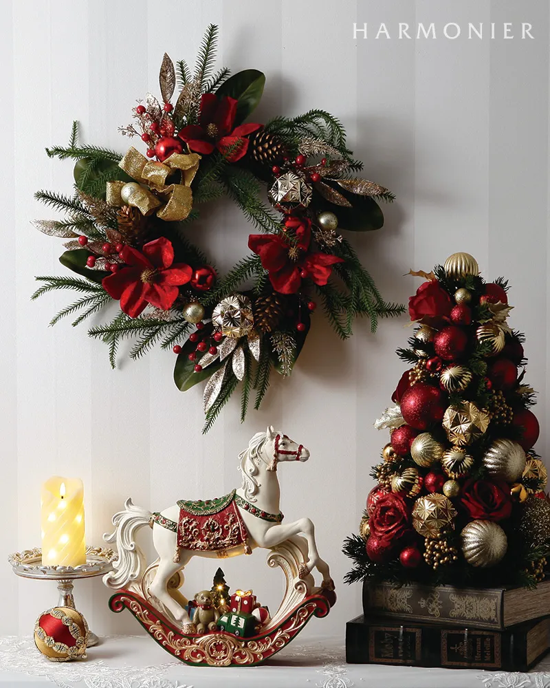 ★希少★ 新品 ハルモニア HARMONIER クリスマス リース レッドマグノリアクリスマスリース50cm｜クリスマス雑貨の通販