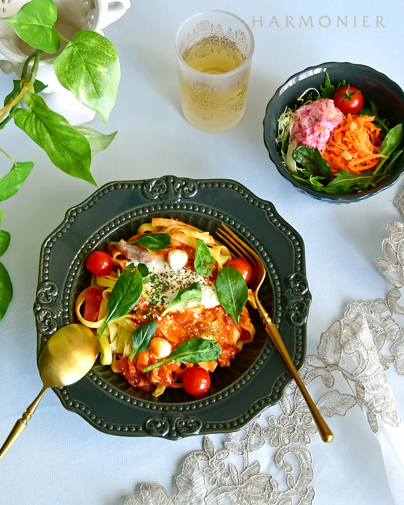 ディアナパスタプレートダークブルー22cm｜輸入食器・雑貨の通販