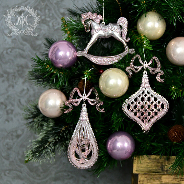 ピンクリボンドロップオーナメント2コセット クリスマス雑貨の通販 ハルモニア Web Store 旧マテリ