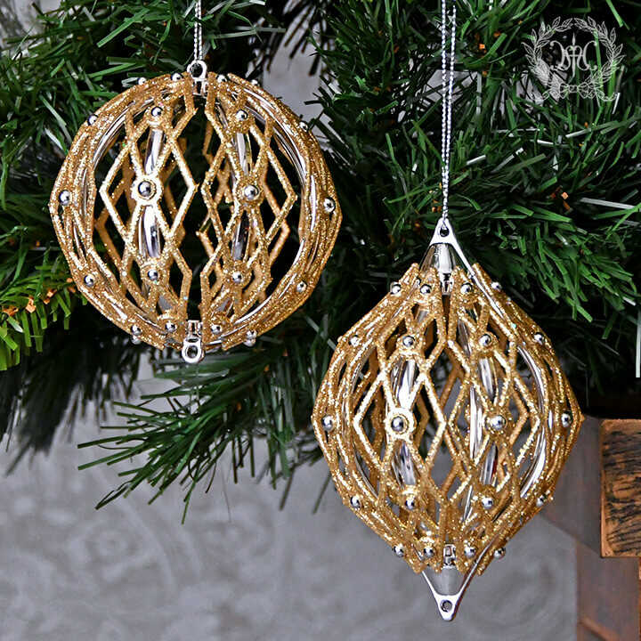 ゴールドホローボールオーナメント2コセット クリスマス雑貨の通販 ハルモニア Web Store 旧マテリ