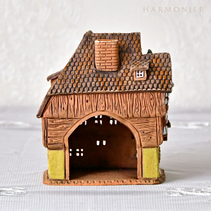 リトアニア製キャンドルハウス/木骨造りの家 イエロー Sサイズ（R）
