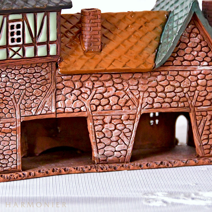 リトアニア製キャンドルハウス/木骨造り 三連結の家（R）