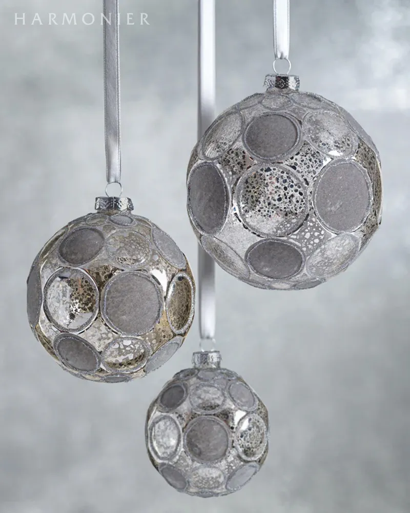 シャイニーグレーグラスオーナメントL 12cm｜クリスマス雑貨の通販