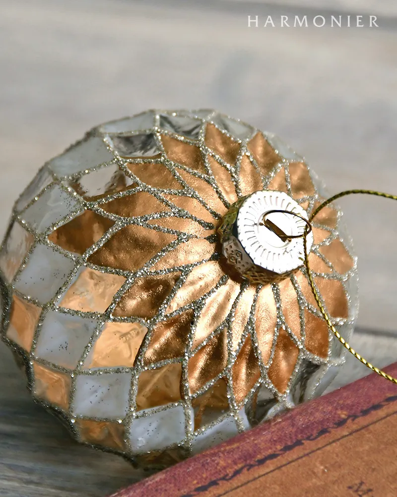 ハーレークインゴールドアンドシルバーオーナメントS 8cm｜クリスマス