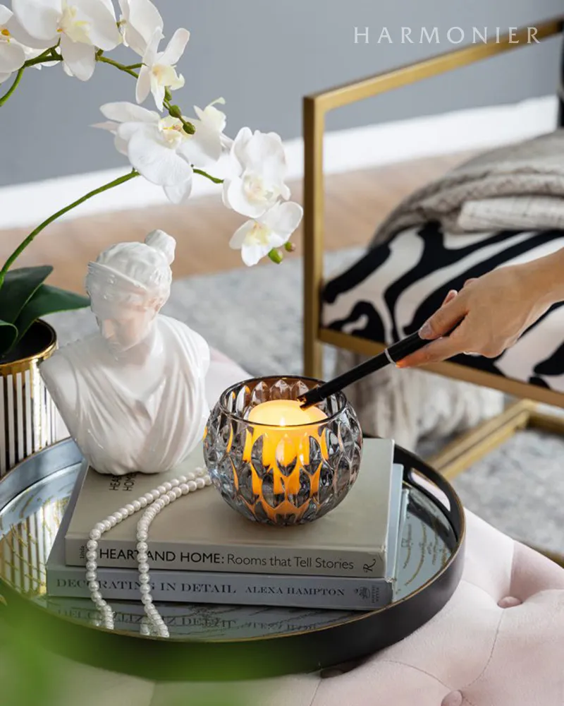 イギリス　クリスタルガラス　キャンドルホルダー　グラスホルダー　スモーク WebStore限定】スモーキーカラーガラスキャンドルホルダー｜輸入雑貨の