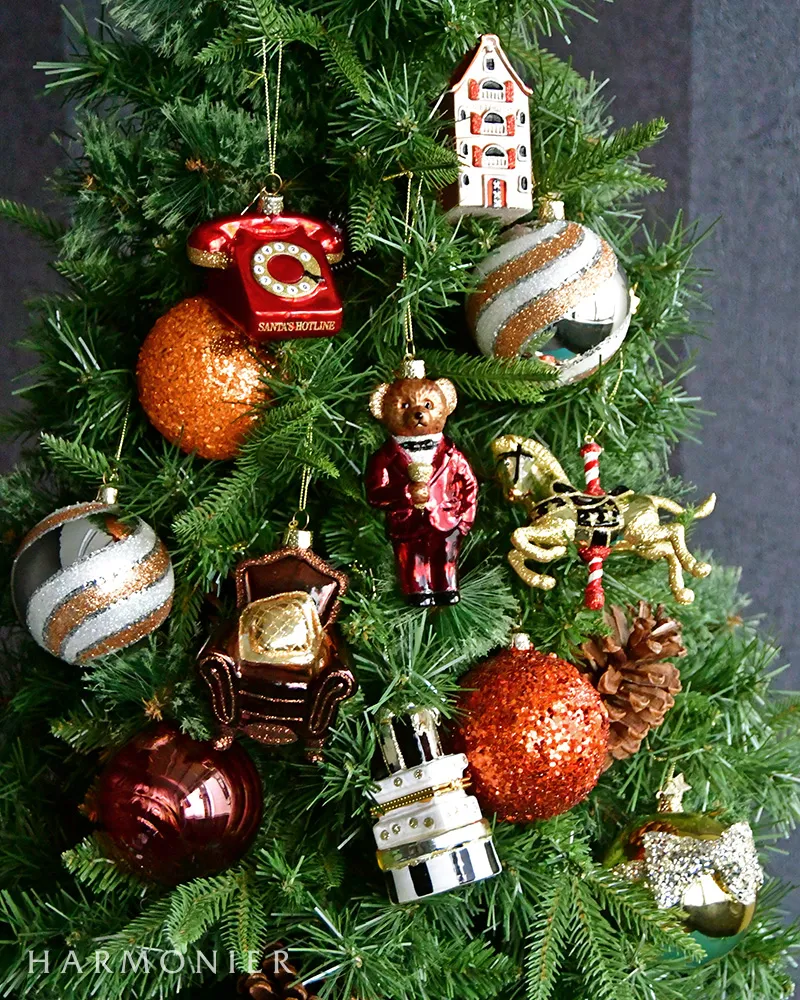 ホログラムグリッターボールオーナメント/オレンジ｜クリスマス雑貨の