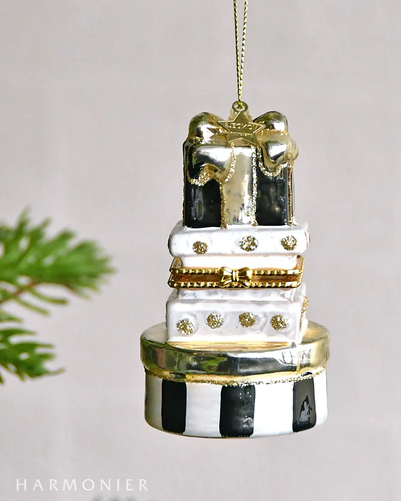 ギフトボックスオーナメント/ブラック＆ホワイト｜クリスマス雑貨の