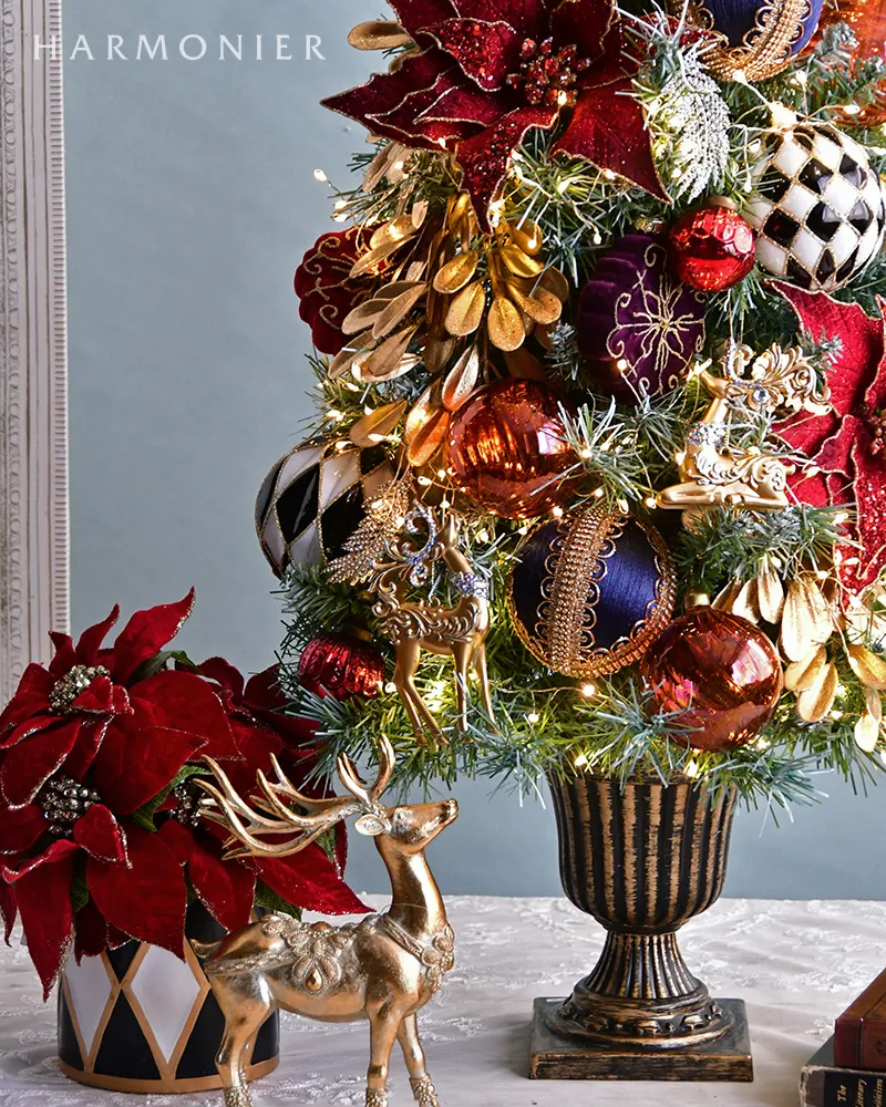 ベロアガラスペタルオーナメント/ジュエルカラー（レッド/パープル