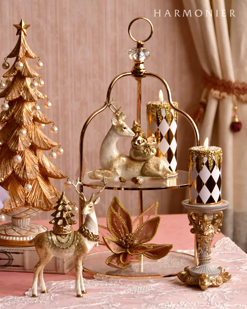 ガラスプレート2段ゴールドスタンド｜輸入食器・雑貨の通販 ハルモニア